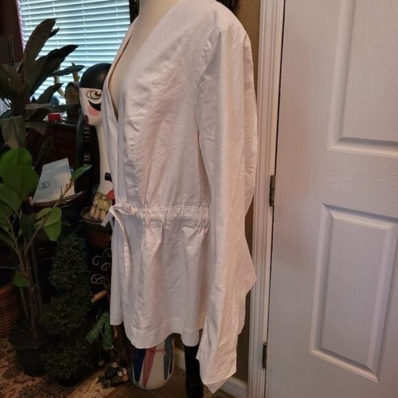 Lane Bryant Linen Blend Utility Jacket White Size 20 1X 2X Contemporary Modern - Picture 4 of 7